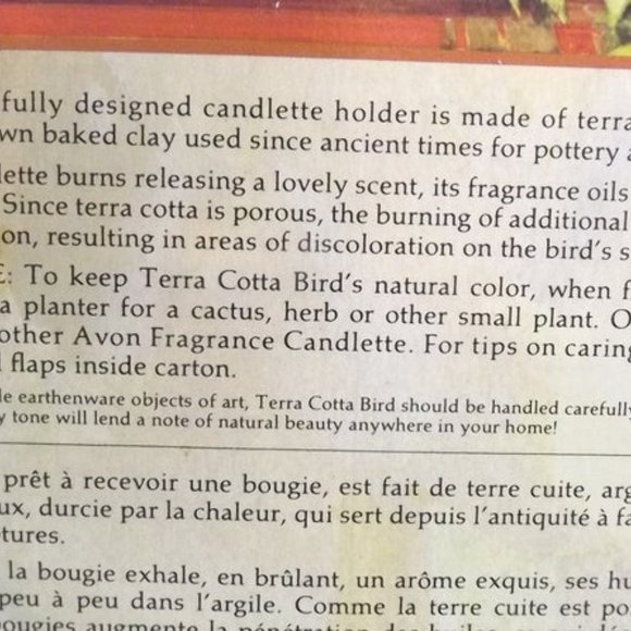 Vintage Avon Terracotta Bird NOS Candlette Holder - Picture 8 of 9